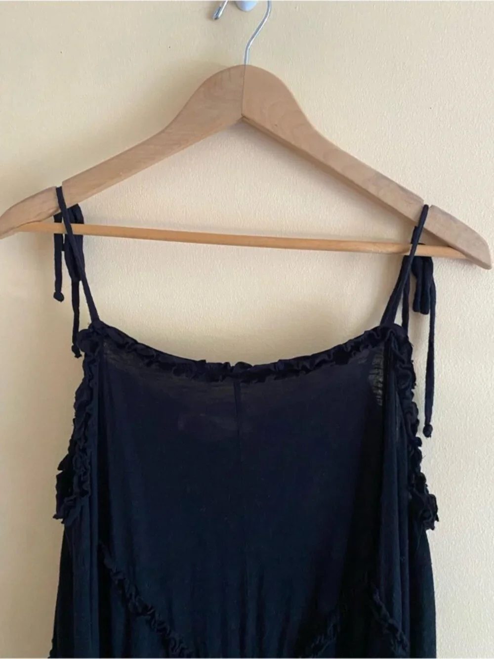 Free People Beach Avalon Maxi Dress Woman Large Dress Flax Tiered Boho Tie Strap